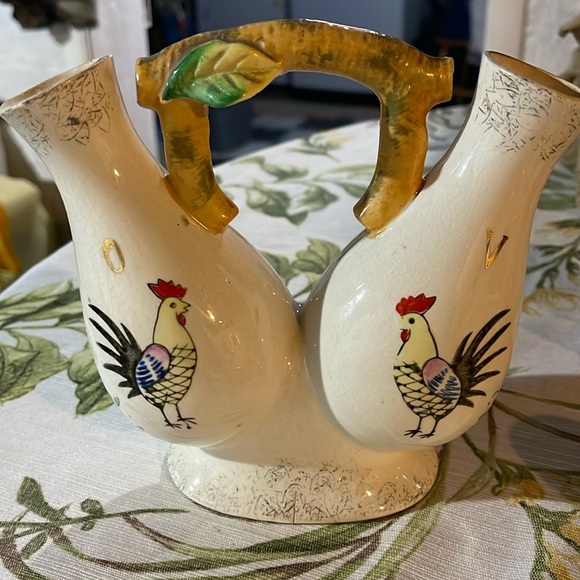 ROOSTER OIL & VINEGAR CRUET * RED MADE IN JAPAN - Picture 1 of 3